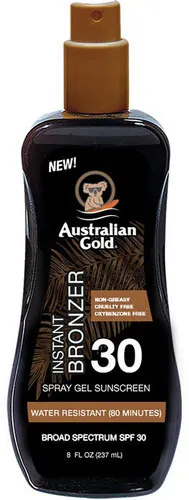 Australian Gold Instant Bronzer Spray Gel Sunscreen SPF 30