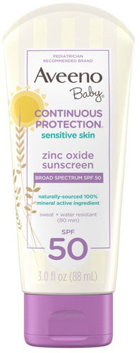 Baby Continuous Protection Sensitive Skin Lotion Zinc Oxide Sunscreen with Broad Spectrum SPF 50
