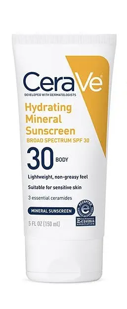 CeraVe Hydrating Mineral Sunscreen SPF 30 Body Lotion