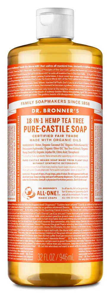 Dr. Bronner's Pure-Castile Liquid Soap Dr Bronner S 18 In 1 Hemo Tea Tree Pure Castile Soap