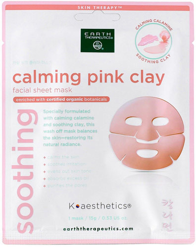 Earth Therapeutics Calming Pink Clay Facial Sheet Mask