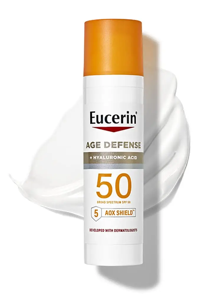 Age Defense SPF 50 Face Sunscreen Lotion with Hyaluronic Acid