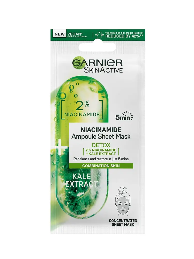 Garnier 2% Niacinamide + Kale Detox Ampoule Sheet Mask