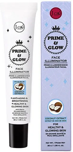 J.Cat Beauty Prime & Glow Face Illuminator Coconut Extract Blue