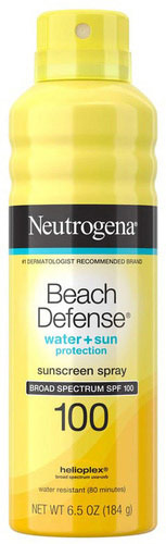 Beach Defense Water Sun Protection Spray Broad Spectrum SPF 100