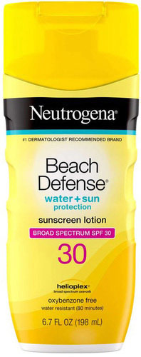 Beach Defense Water Sun Protection Sunscreen Lotion Broad Spectrum SPF 30