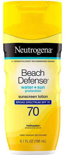 Beach Defense Water Sun Protection Sunscreen Lotion Broad Spectrum SPF 70