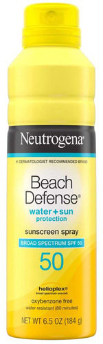 Beach Defense Water Sun Protection Sunscreen Spray Broad Spectrum SPF 50