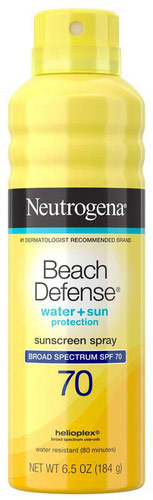 Beach Defense Water Sun Protection Sunscreen Spray Broad Spectrum SPF 70