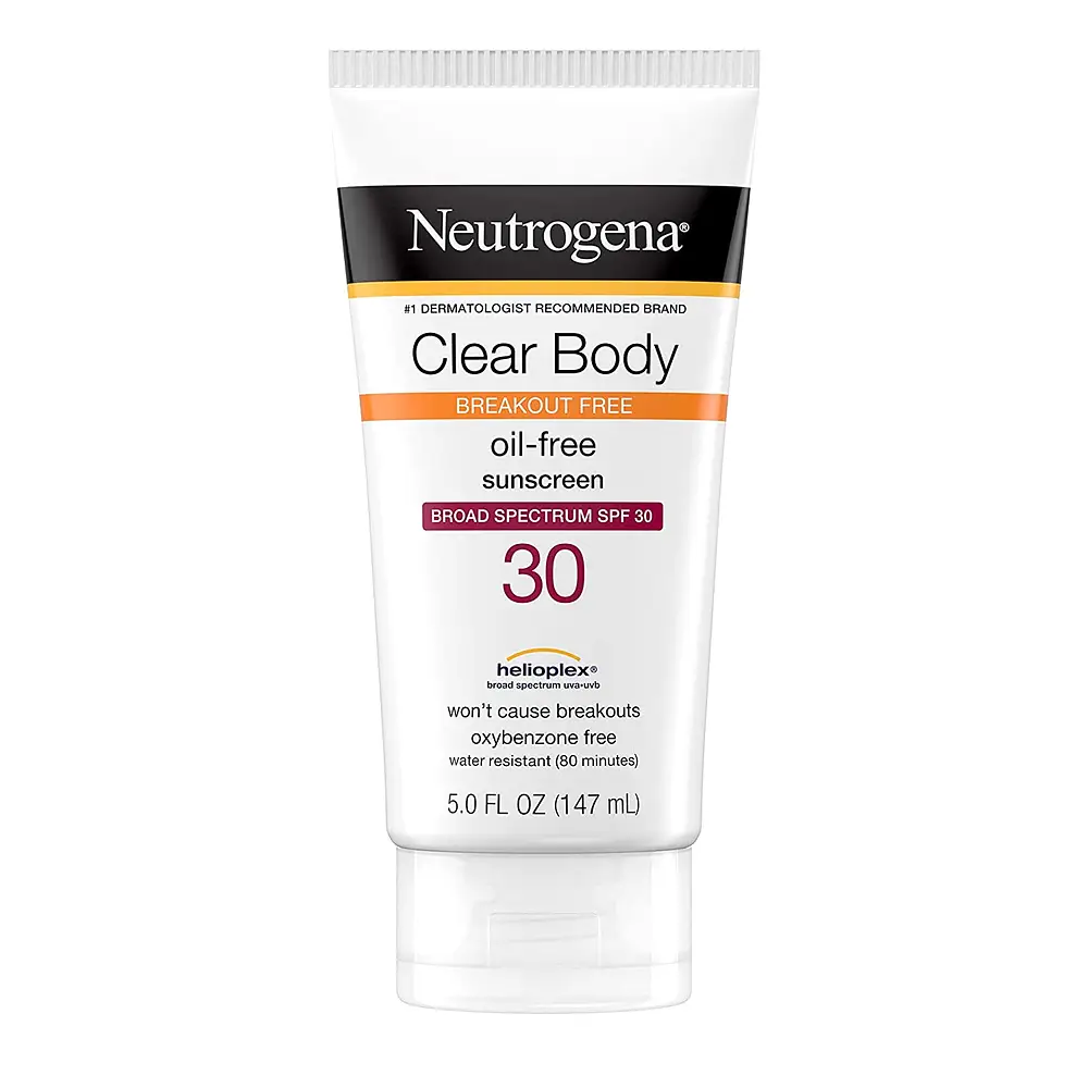 Neutrogena Clear Body Break-Out Free Liquid Lotion Sunscreen Broad Spectrum SPF 30