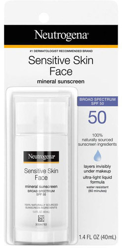 Sensitive Skin Face Liquid Sunscreen Broad Spectrum SPF 50