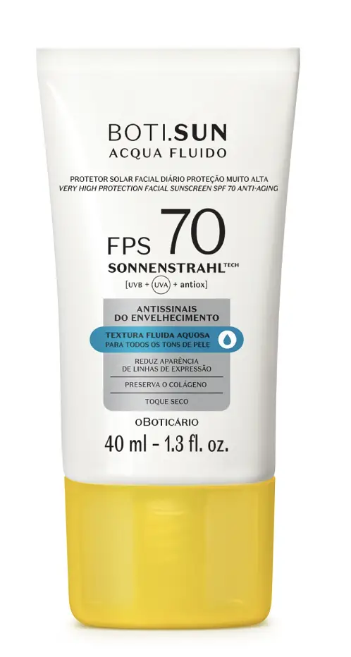 Protetor Solar Facial Antissinais FPS70 BOTI.SUN Acqua Fluido