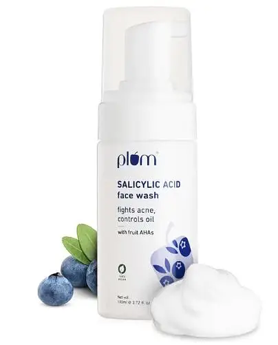 1% Encapsulated Salicylic Acid Foaming Face Wash with Glycolic Acid, Fruit AHA & Blueberry Extracts