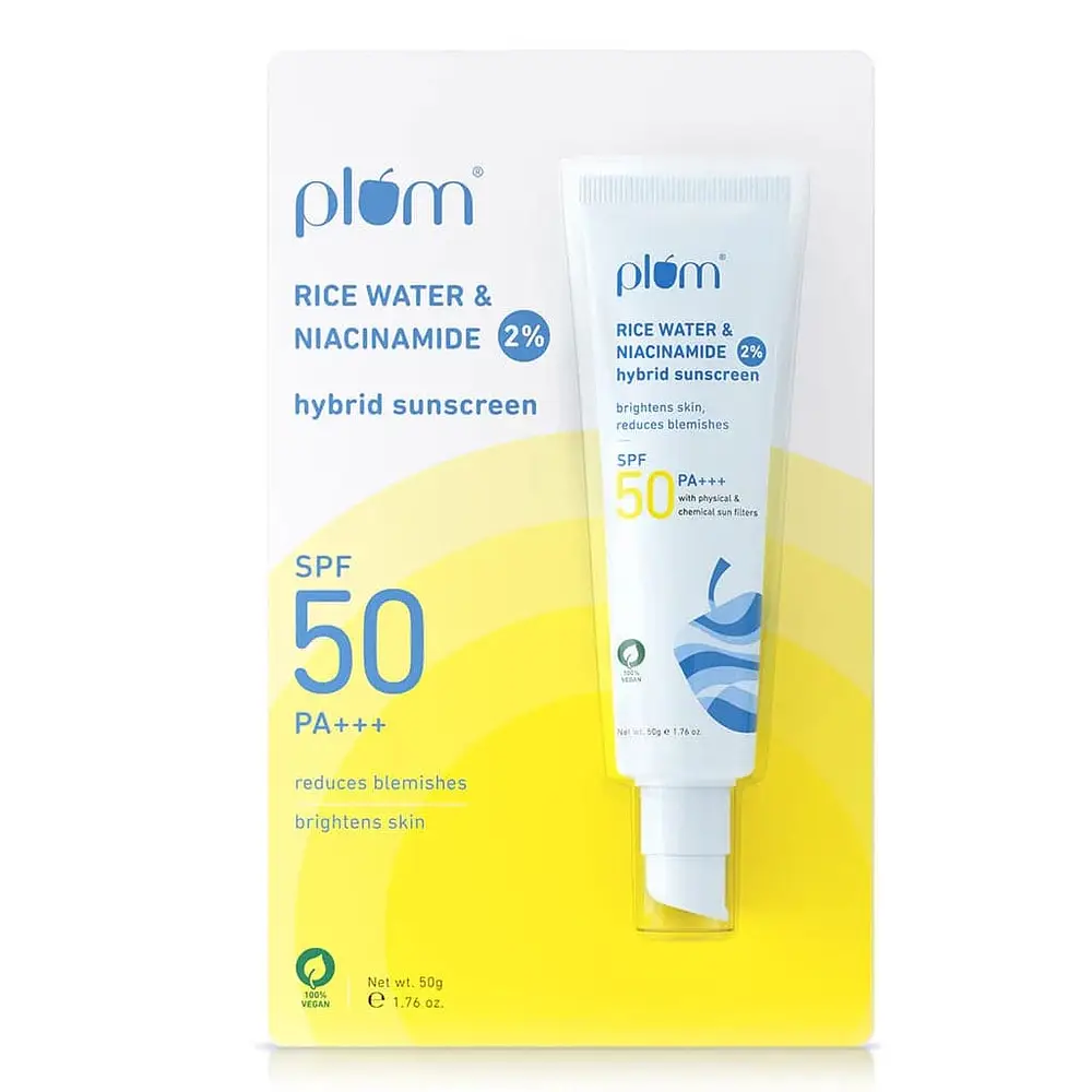 Plum Goodness 2% Niacinamide & Rice Water SPF 50 PA+++ Hybrid Sunscreen