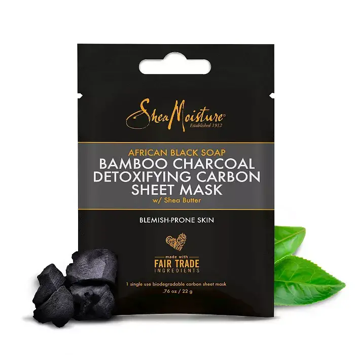 African Black Soap Bamboo Charcoal Detoxifying Carbon Sheet Face Mask