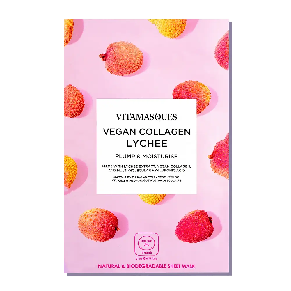 Vitamasques Vegan Collagen Lychee Face Sheet Mask