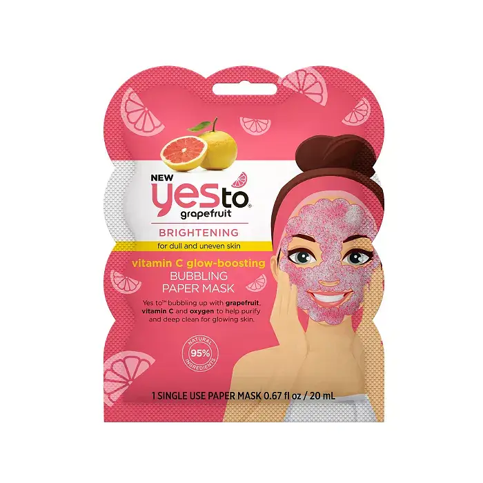 Yes To Grapefruit Vitamin C Glow Boosting Bubbling Paper Single Use Face Mask